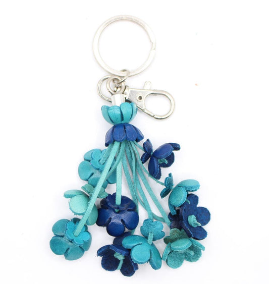Handmade Genuine Leather Flower Keychain Purse Charm Zipper Pull Car Key Charm Handbag Charm Bag Accessory