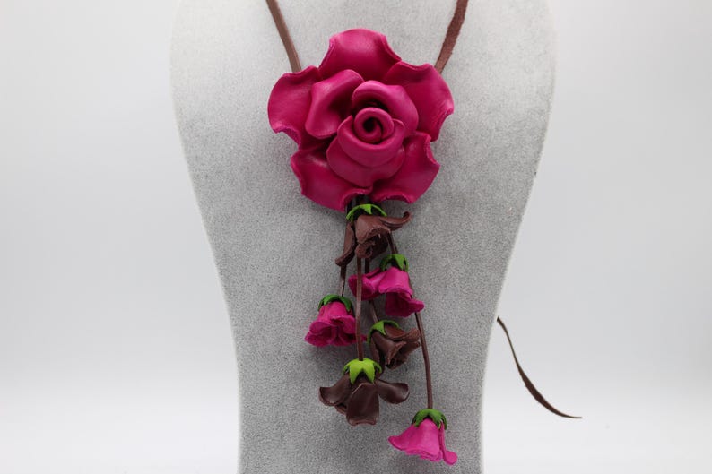 Genuine Handmade Leather Flower Hatband - Pink Rose, Jewelry, Clothing Accessories,Leather flower fringe purse charm