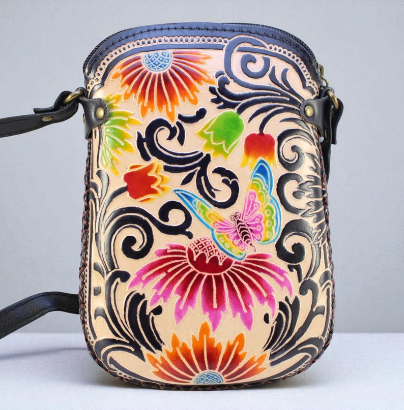 Genuine Handmade Leather Butterfly Purse / Crossbody/ Phone Bag, Shoulder Bag, Mini Bag, Animal-themed Bag, Cartoon Bag