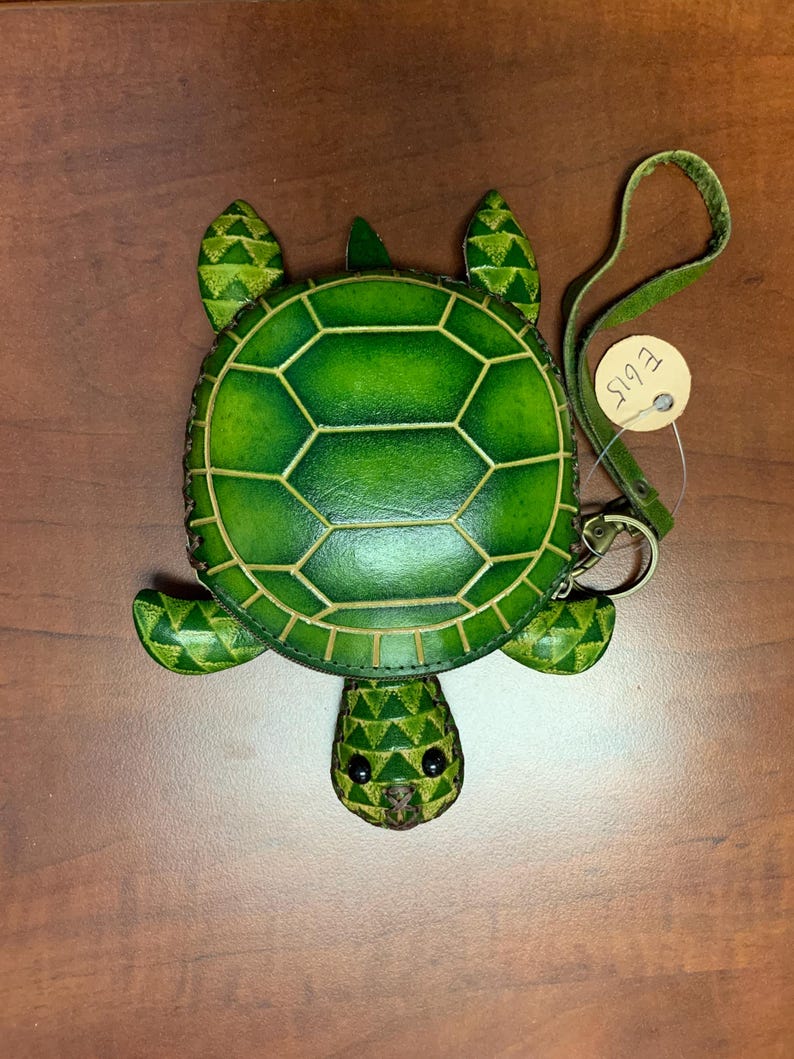 Genuine Handmade Leather Sea Turtle Coin Purse/Wallet/Coins Bag - Cartoon Mini Bag/Animal Small Bag/Wristlet