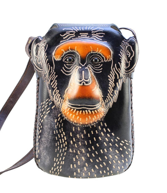 Genuine Handmade Leather Monkey Purse / Crossbody /phone bag