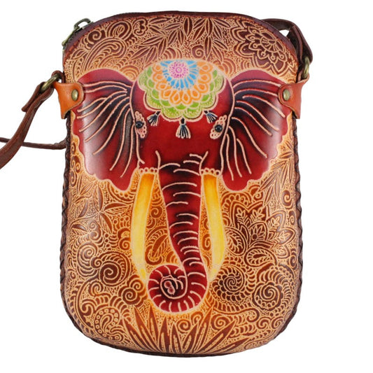 Genuine Handmade Leather Elephant Purse High-Quality Leather Crossbody Bag with Adjustable Strap for Daily Use & Animal Lovers