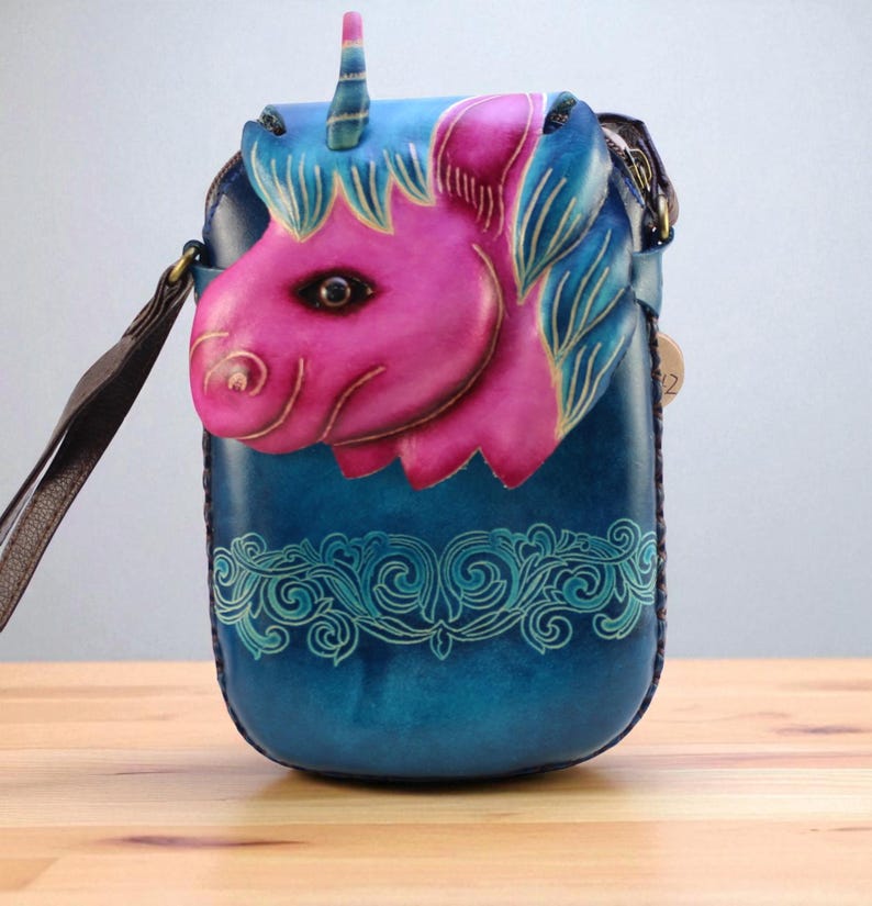 Genuine Handmade Leather Horse Purse / Crossbody/ Phone Bag, Shoulder Bag, Mini Bag, Animal-themed Bag, Cartoon Bag