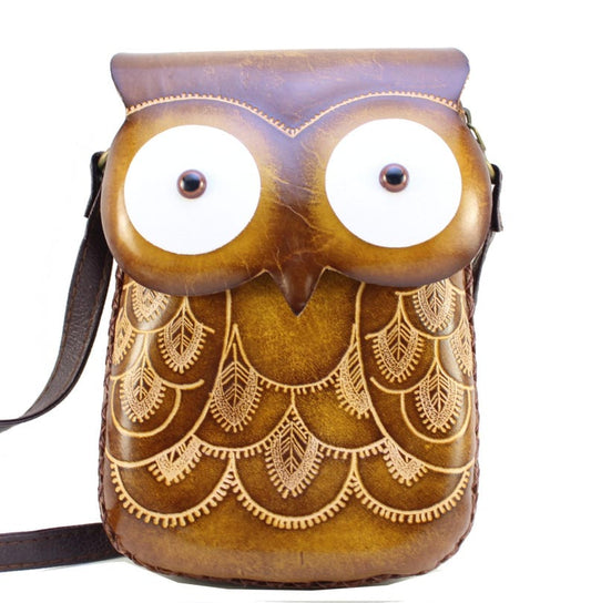 Genuine Handmade Leather Owl Purse / Crossbody / phone bag /phone purse