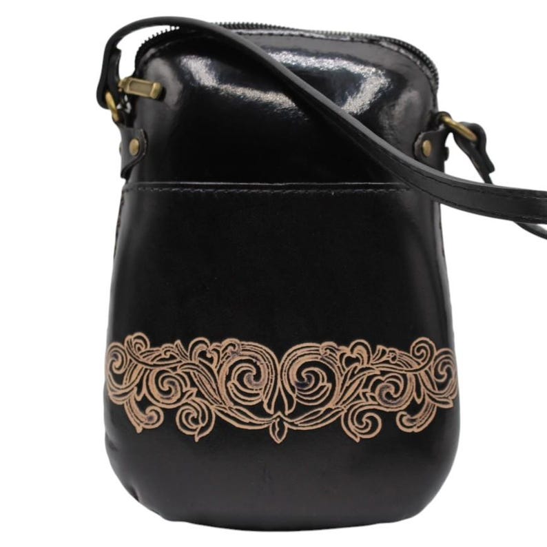 Genuine Handmade Leather Sun Moon Purse , Crossbody, Phone Bag, Shoulder Bag, Mini Bag, Animal-themed Bag, Cartoon Bag