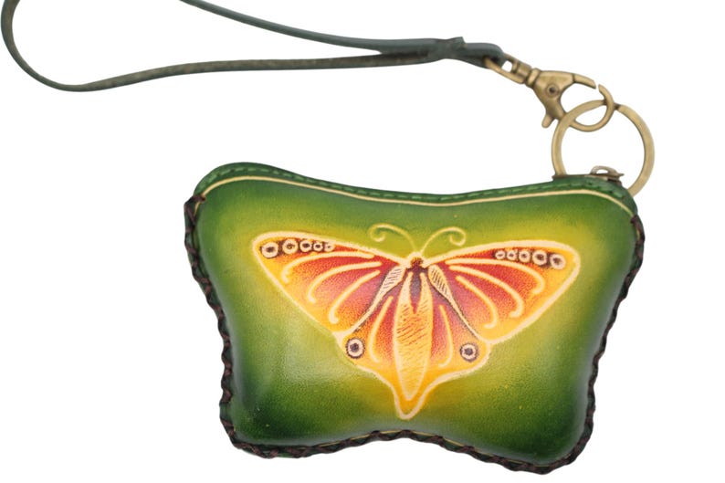 Handmade genuine leather butterfly coin purse / wallet / mini wallet, card holder / coin bag