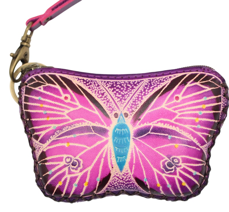 Handmade genuine leather butterfly coin purse / wallet / mini wallet, card holder / coin bag