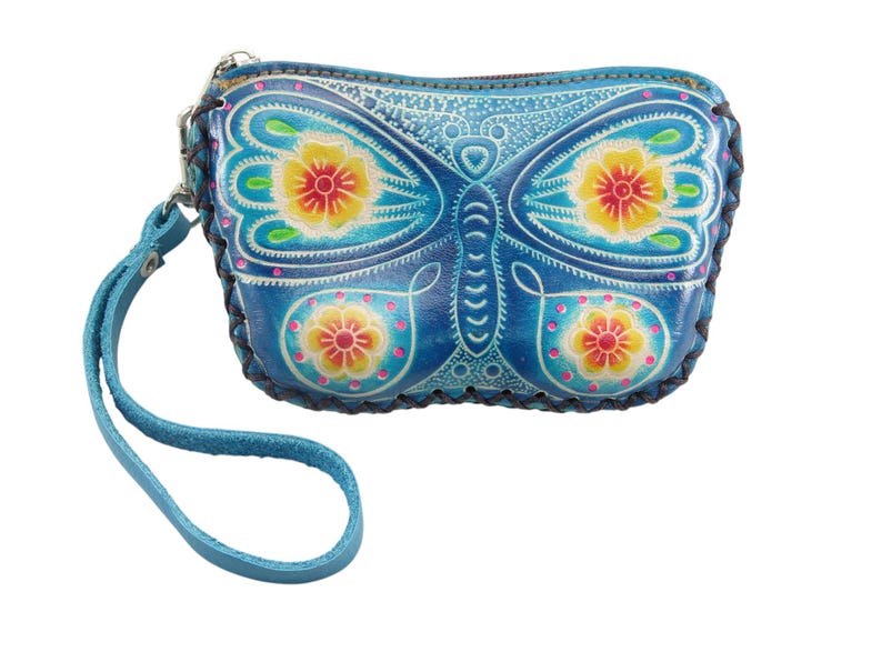Handmade genuine leather butterfly coin purse / wallet / mini wallet, card holder / coin bag