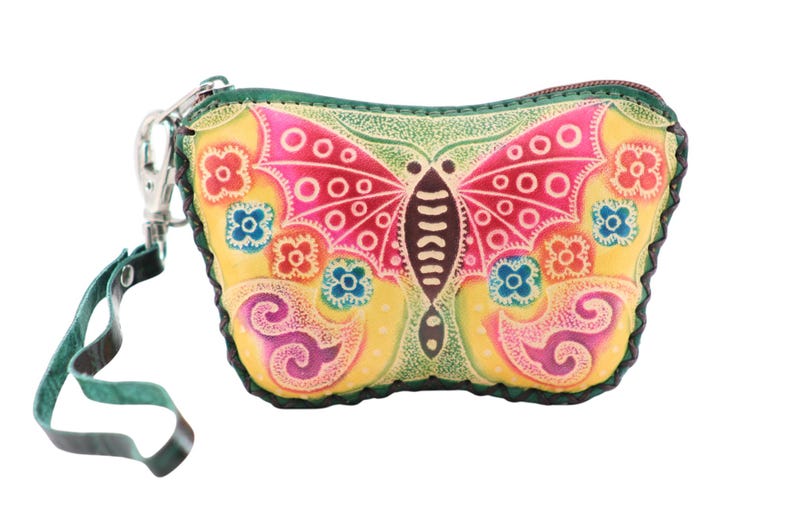 Handmade genuine leather butterfly coin purse / wallet / mini wallet, card holder / coin bag
