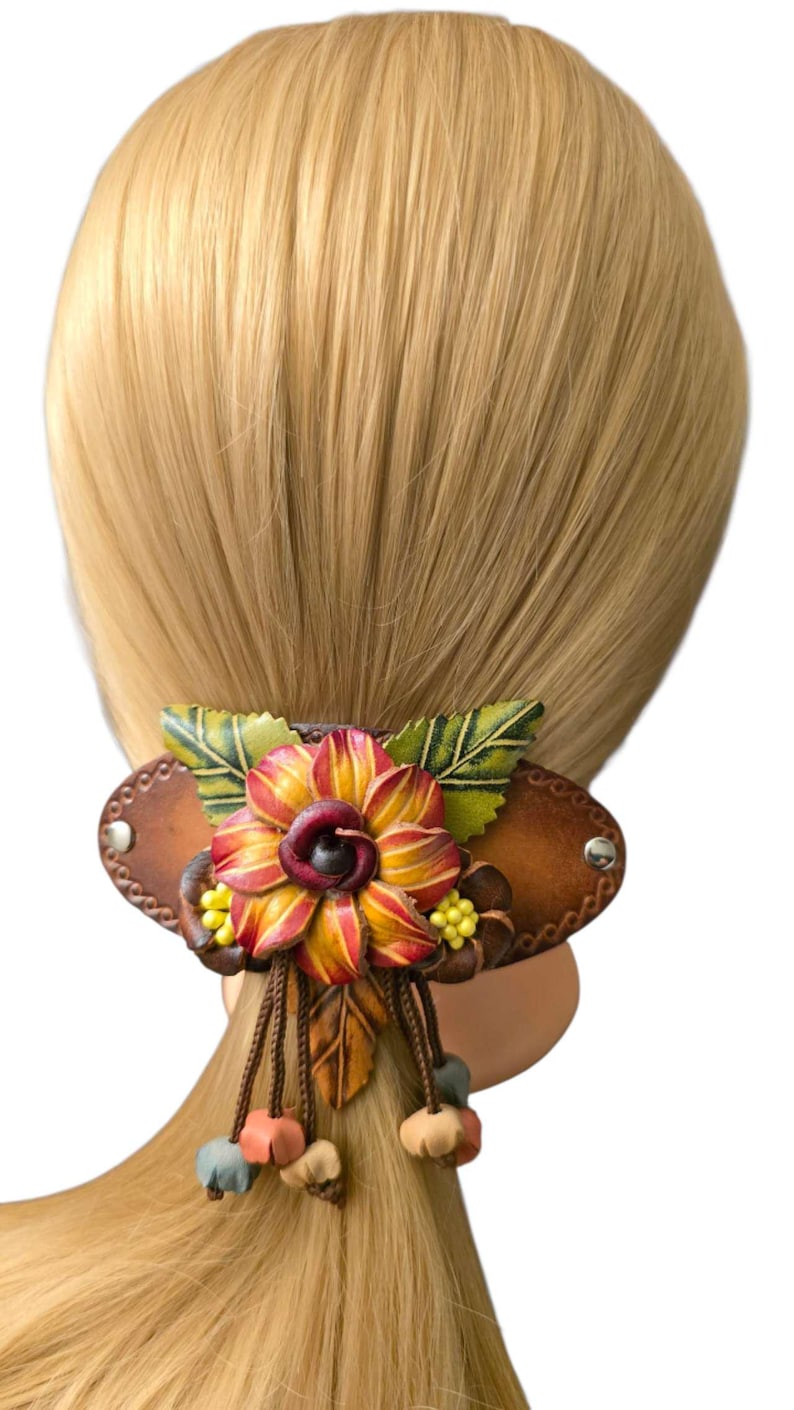 Genuine Handmade Leather Flower Hair Stick / Hair Clip - Hair Accessory,barrettes