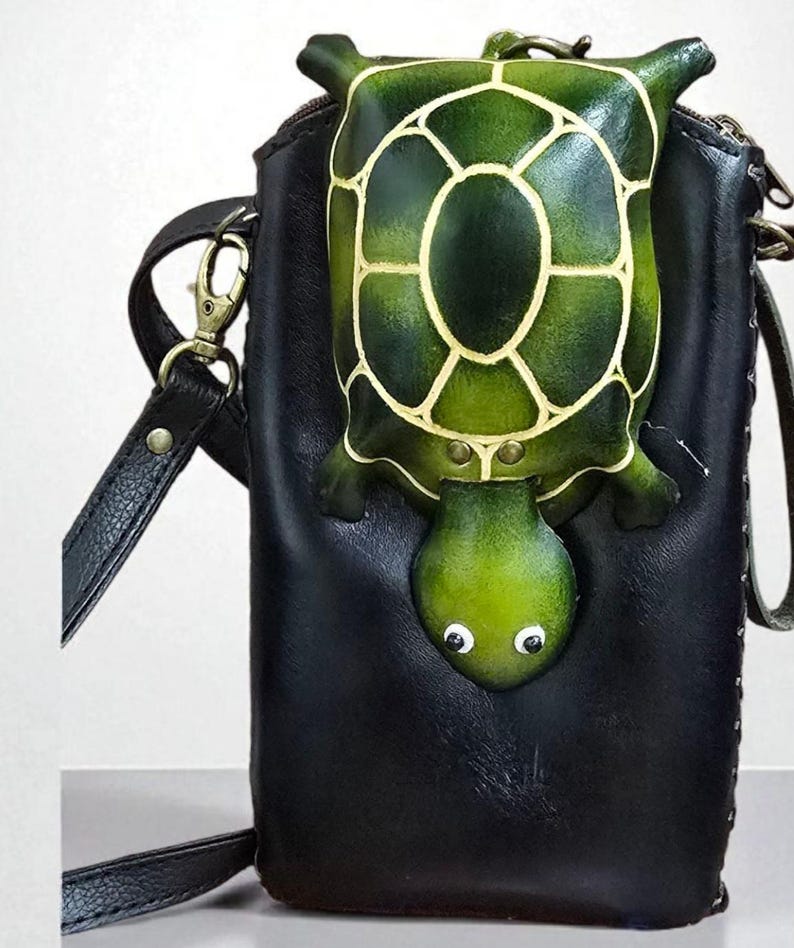 Genuine Handmade Leather Turtle Cell Phone Case