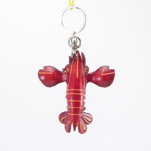 Handmade genuine leather crayfish keychain, cartoon keychain, animal key ring, car key ornament, genuine leather small pendant