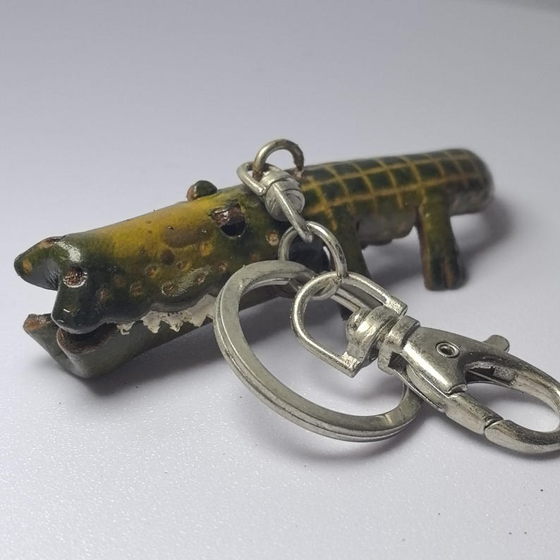 Genuine Handmade Leather Crocodile Keychain Holiday Gift Small Pendant Cartoon Keychain Animal Key Ring Car Key Ornament