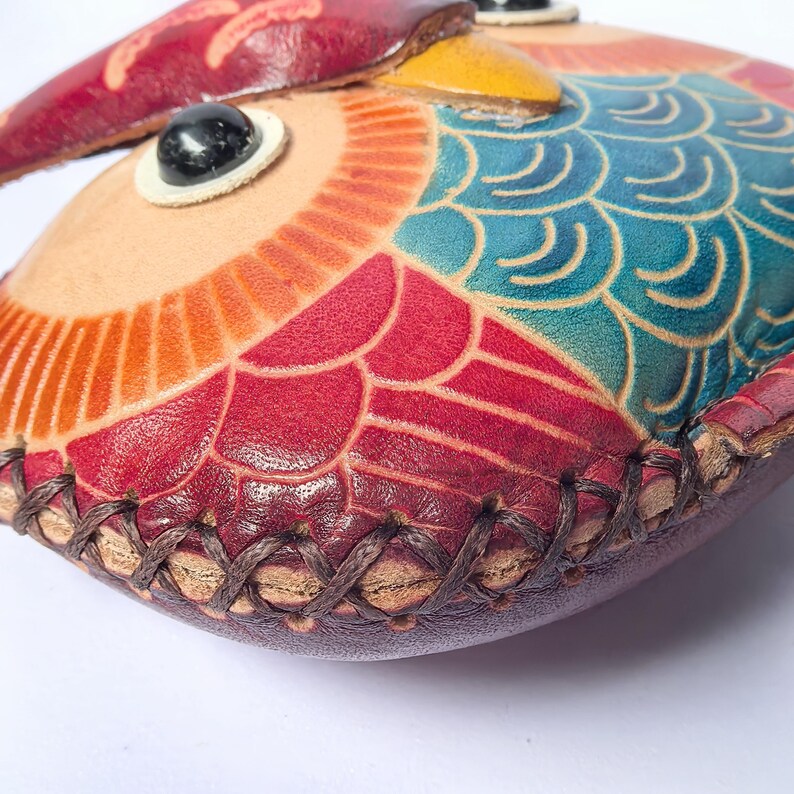 Genuine Handmade Leather Owl Coin Purse / Wristlet/ wallet / coin bag / cartoon bag / mini wrist bag / coin pouch.