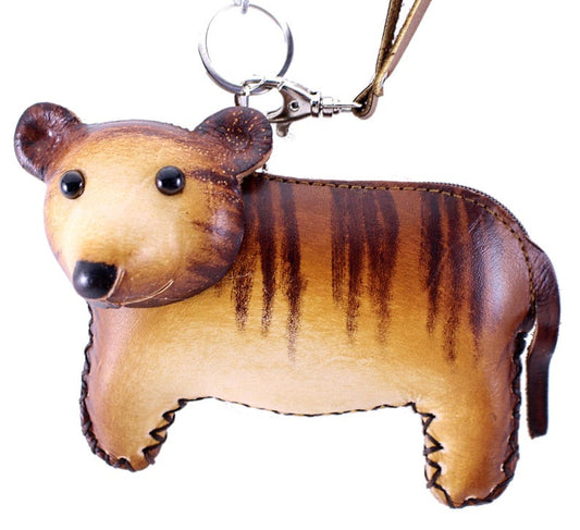 Genuine Handmade Leather brown bear Wristlet / Coin Purse/ animal coin bag, cartoon mini wallet polar bear