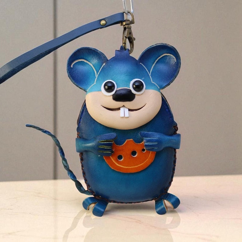 Genuine Handmade Leather Mouse Coin Purse / Wallet/holiday gift, Christmas present, small gift, cartoon coin purse