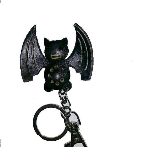 Genuine Handmade Leather bat Keychain/ Holiday Gift /Small Pendant Cartoon Keychain/ Animal Key Ring/ Key Ornament bag charm Halloween gift