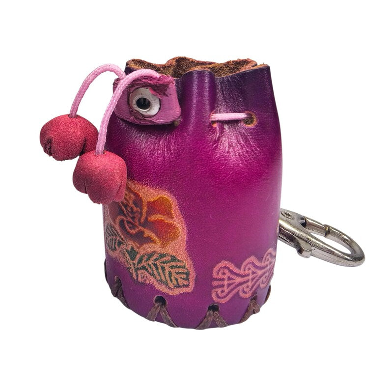 Genuine Handmade Leather Flower Key Chain bag charm purse charm