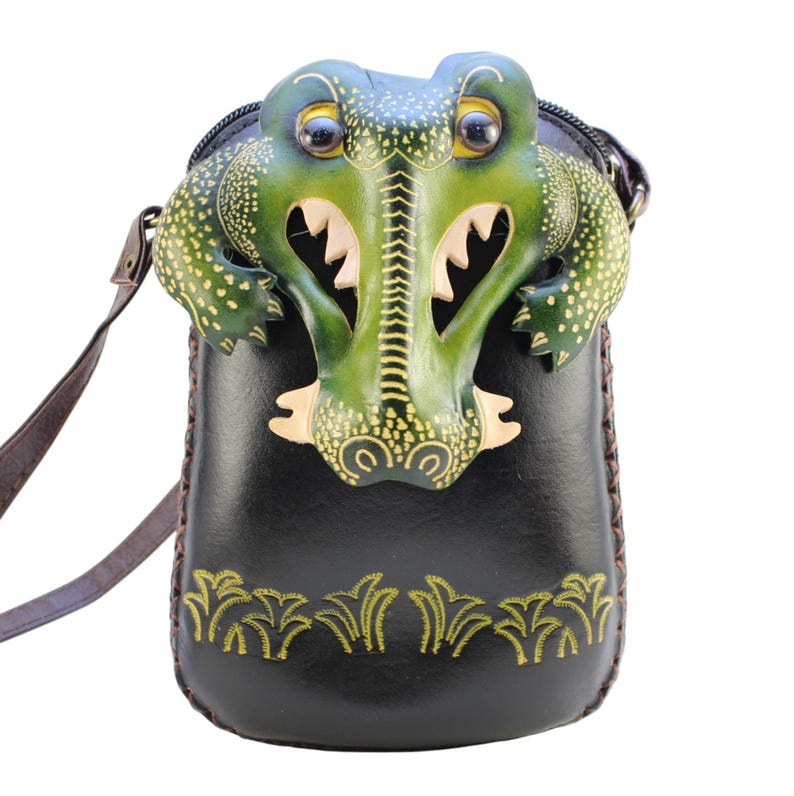 Genuine Handmade Leather Alligator Purse / Crossbody /phone bag