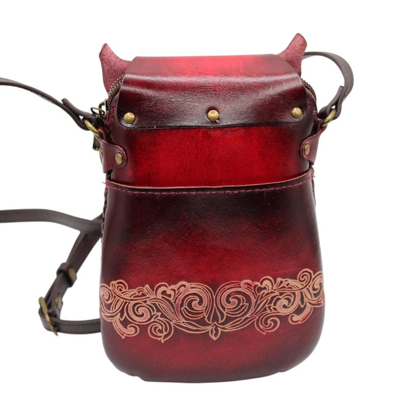 Handmade Genuine Leather Cat with Fish Purse - Crossbody Bag, Phone Bag, Animal Bag, Cartoon Bag, Mini Bag
