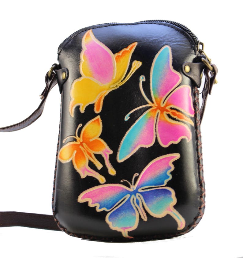 Genuine Handmade Leather Butterfly Purse / Crossbody/ Phone Bag, Shoulder Bag, Mini Bag, Animal-themed Bag