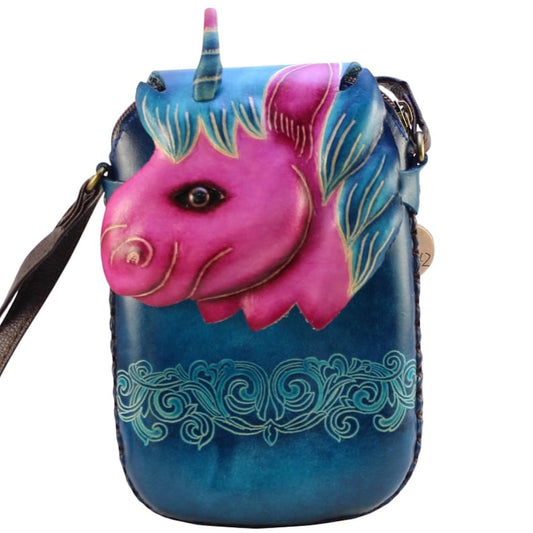 Genuine Handmade Leather Horse Purse / Crossbody/ Phone Bag, Shoulder Bag, Mini Bag, Animal-themed Bag, Cartoon Bag