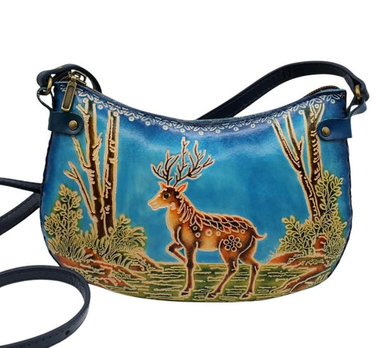 Genuine Handmade Leather Deer Purse / Crossbody/ Phone Bag, Shoulder Bag, Mini Bag, Animal-themed Bag