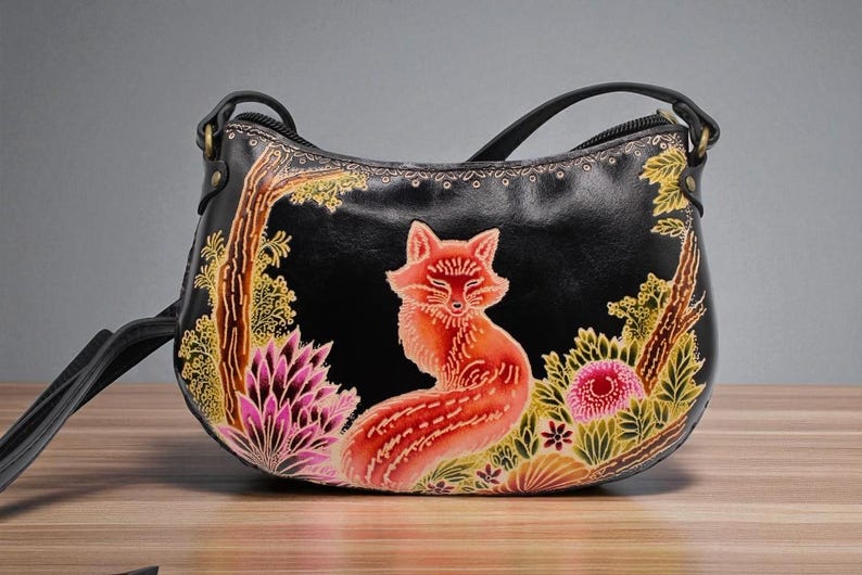 Genuine Handmade Leather Fox Purse / Crossbody/ Phone Bag, Shoulder Bag, Mini Bag, Animal-themed Bag