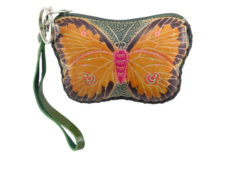 Handmade genuine leather butterfly coin purse / wallet / mini wallet, card holder / coin bag