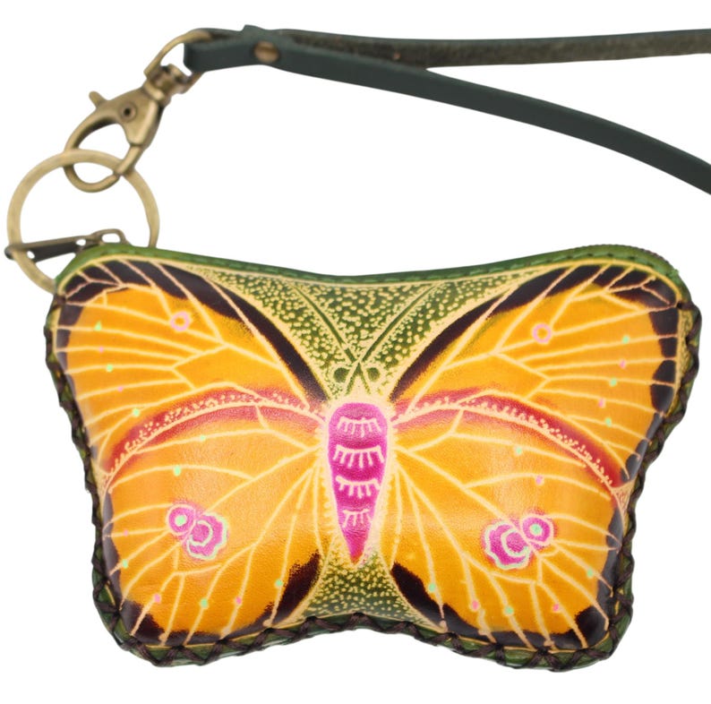Handmade genuine leather butterfly coin purse / wallet / mini wallet, card holder / coin bag
