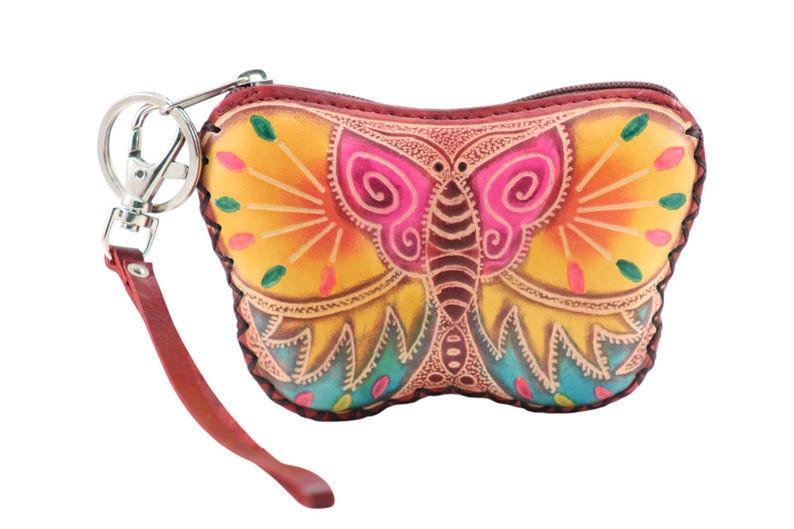 Handmade genuine leather butterfly coin purse / wallet / mini wallet, card holder / coin bag