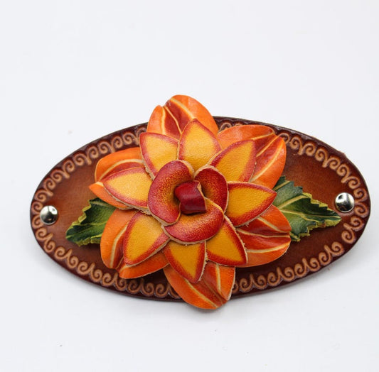 Genuine Handmade Leather Flower Hair Stick / Hair Clip - Hair Accessory,barrettes