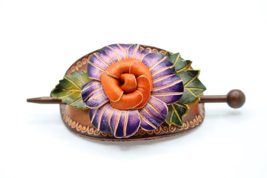 Genuine Handmade Leather Flower Hair Stick / Hair Clip - Hair Accessory,barrettes