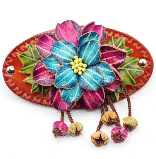 Genuine Handmade Leather Flower Hair Stick / Hair Clip - Hair Accessory,barrettes