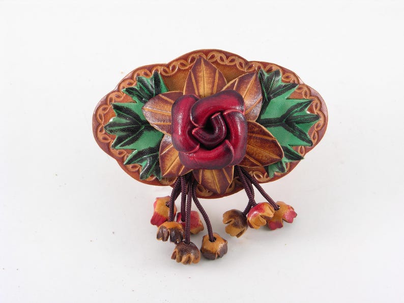 Handmade Leather Rose Hair Clip or Stick: Floral Hair Accessory