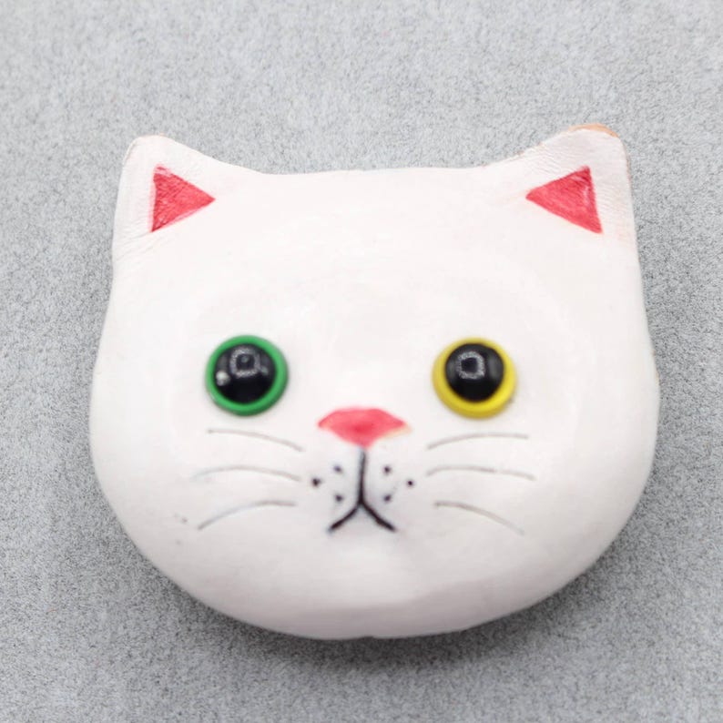 Handmade leather cat kitty magnets refrigerator 12 pcs per set birthday gifts