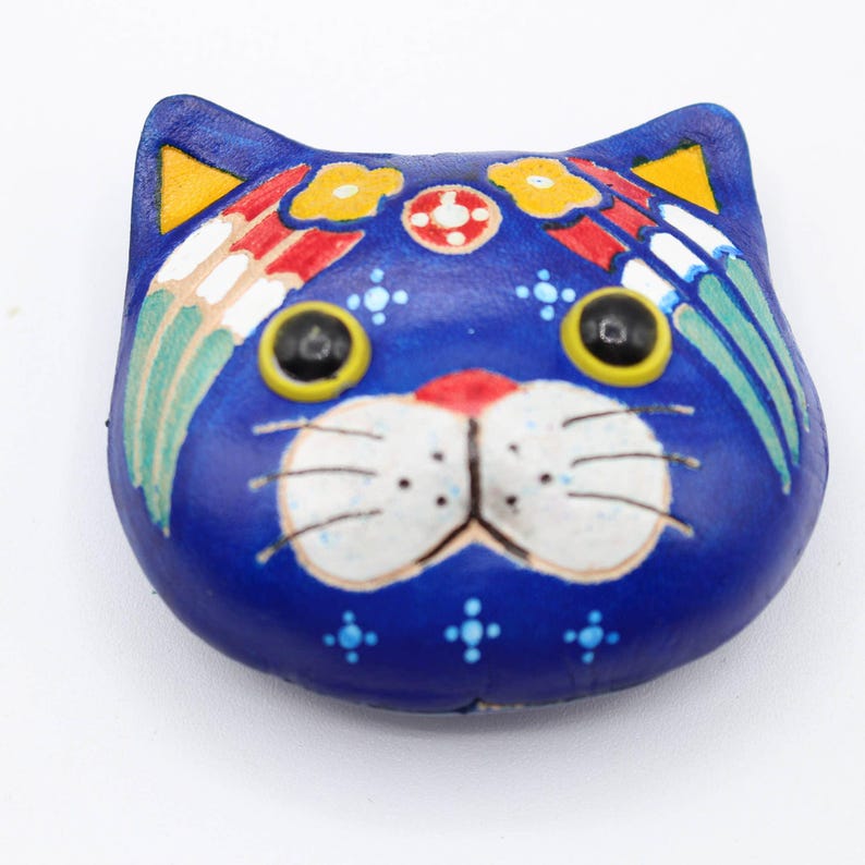 Handmade leather cat kitty magnets refrigerator 12 pcs per set birthday gifts