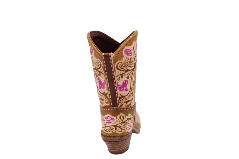 Genuine Handmade Leather Cowboy Boot / Flower/Western Design/Decoration/Home decor/Rodeo gift/Ornament