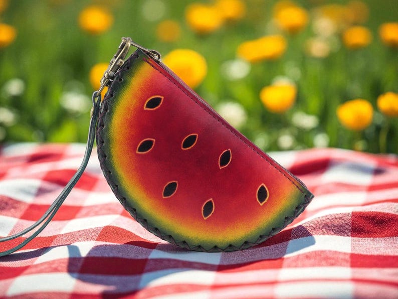 Genuine Handmade Leather Watermelon Coin Purse