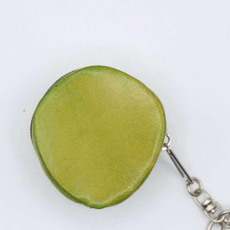 Green Genuine Handmade Leather Alien Keychain / Key Ring / Small Pendant / Car Key Pendant, Festival Gift, alien tiny purse