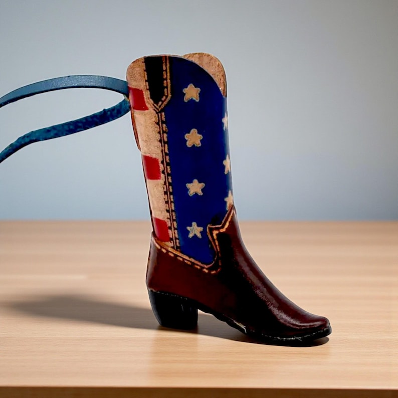Genuine Handmade Leather Cowboy Boot Ornament