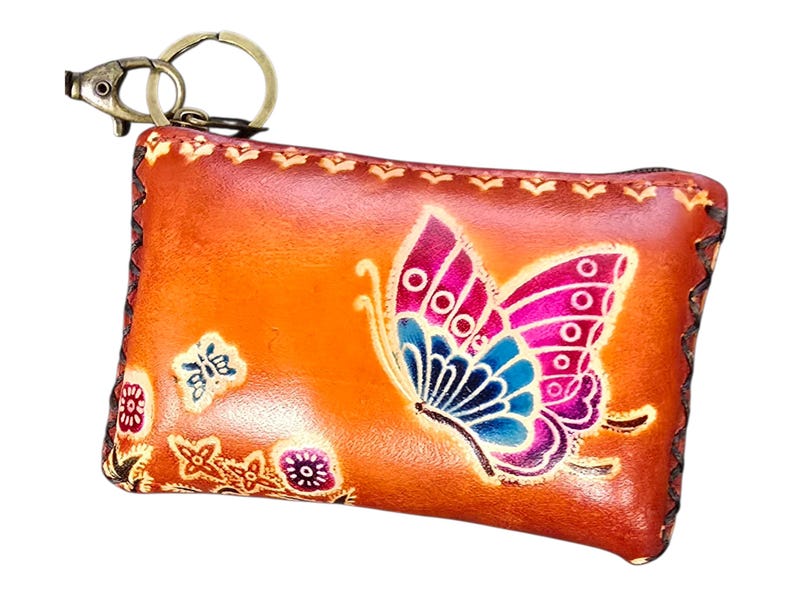 Handmade genuine leather butterfly coin purse / wallet / mini wallet, card holder / coin bag