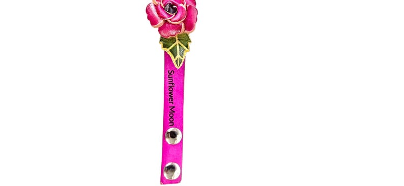 Genuine Handmade Leather Rose Bracelet Jewelry with personalize name drop Valentine's Day gift