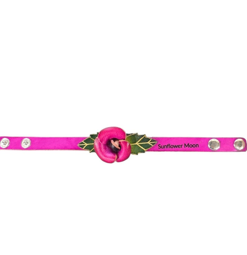 Genuine Handmade Leather Rose Bracelet Jewelry with personalize name drop Valentine's Day gift