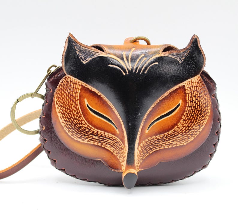 Genuine Handmade Leather Fox Wristlet / Coin Purse / Wallet