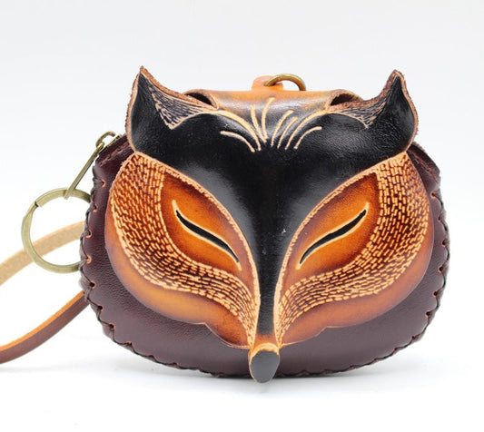 Genuine Handmade Leather Fox Wristlet / Coin Purse / Wallet