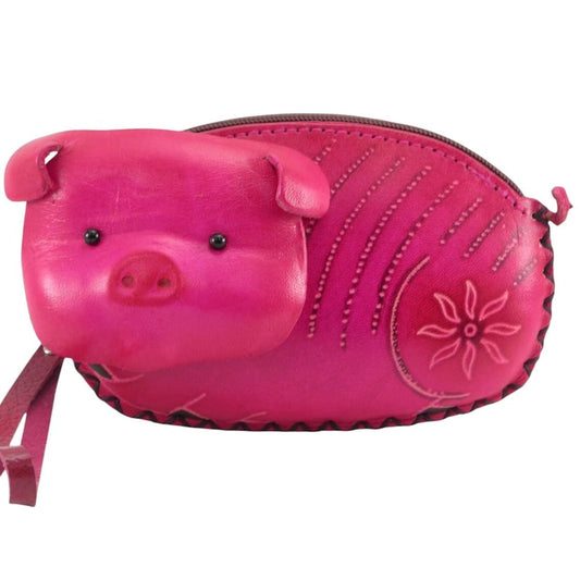 Genuine Handmade Leather Pig Coin Purse /Small Wallet, Cartoon Bag, Holiday Gift/Cartoon Wallet