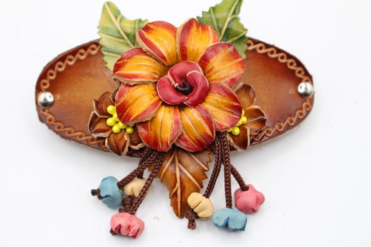 Genuine Handmade Leather Flower Hair Stick / Hair Clip - Hair Accessory,barrettes
