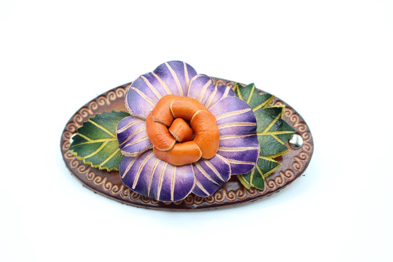 Genuine Handmade Leather Flower Hair Stick / Hair Clip - Hair Accessory,barrettes