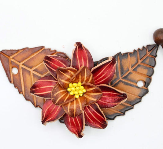 Genuine Handmade Leather Flower Hair Stick / Hair Clip - Hair Accessory,barrettes